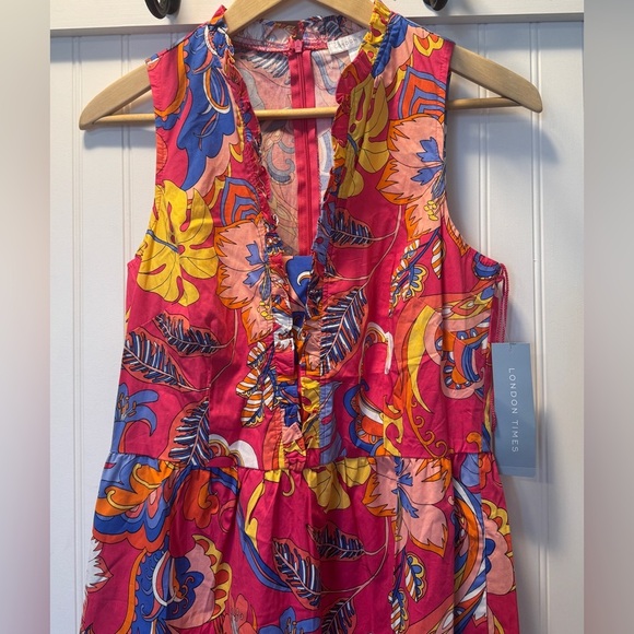 LONDON TIMES | Joelle Maxi Dress Pink Abstract Floral Print | Sz 6 NWT - Picture 2 of 6